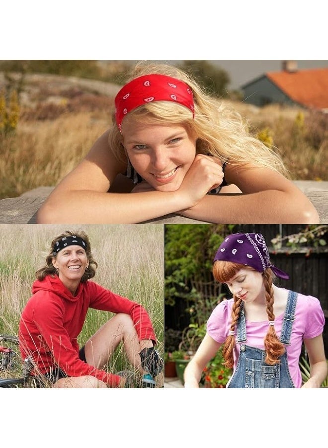 6 Pcs Bandanas for Men Women, Scarf Paisley Headbands, Square Bandanas, Face Shield Headwear for Hip-Hop Cycling, Multifunction Headbands, Cowboy Bandana Handkerchiefs, 53x53 cm - Image 5