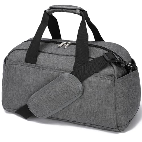 Ineetatu 14 inch Small Gym Bag for Women & Men, Mini Duffel Bag for Travel Sports Lightweight Carry On Bag, Grey - Image 1