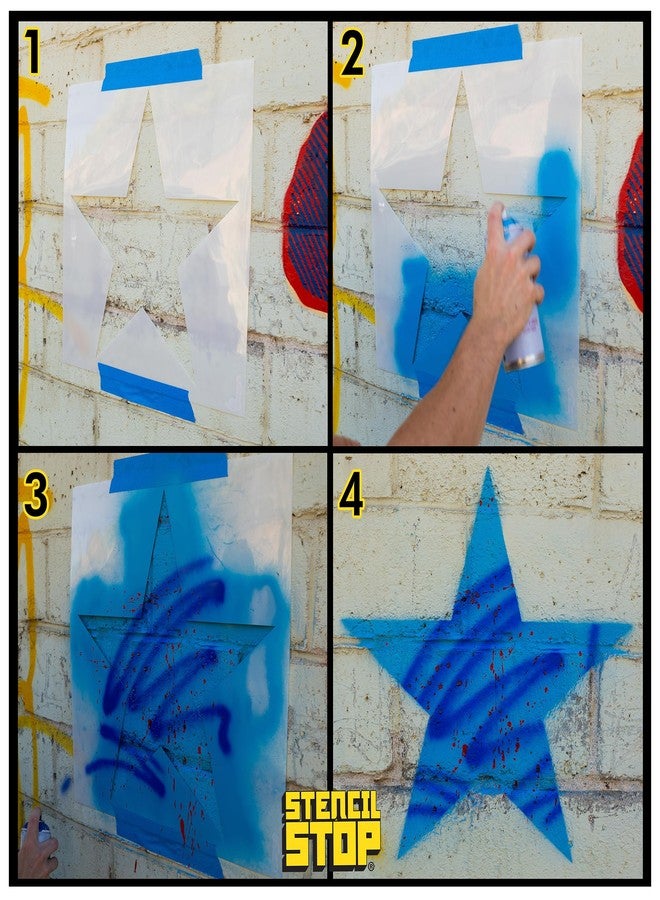 Stencil Stop Star Stencil Set - 6 Pack, Two of Each in 2, 3, and 4 Inches - Reusable Stencils for Painting on Wood, Walls, Fabric, Canvas, and DIY Crafts - Durable Plastic for Art and Home Decor - Image 4