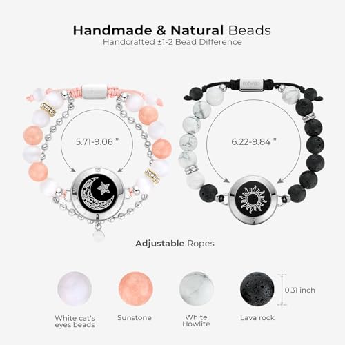 TOTWOO Long Distance Touch Bracelets for Couples, Smart Light up & Vibration for Love Couples Healing Stone Bracelet | Long Distance Relationship Gifts for Girlfriend Bluetooth Pairing Jewelry - Image 4