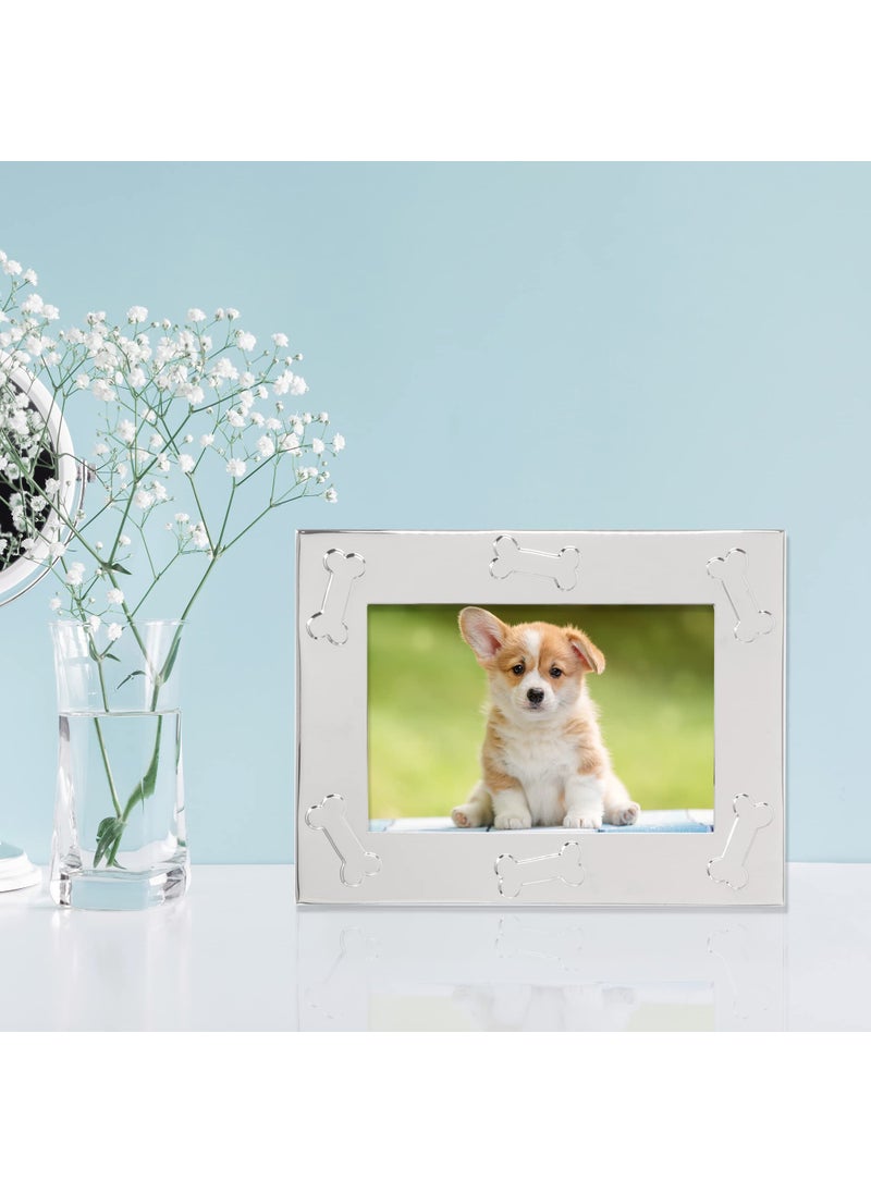 Lawrence Frames 4x6 Silver Metal Dog Picture Frame - Dog Bone Design  - Image 4
