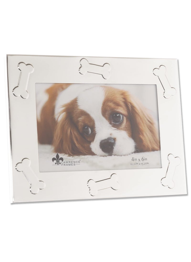Lawrence Frames 4x6 Silver Metal Dog Picture Frame - Dog Bone Design  - Image 3