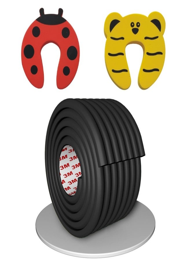 OLWICK شريط حماية الحواف والزوايا من OLWICK® قطعة واحدة من الفوم عالي الكثافة بطول مترين + قطعتان من واقيات أصابع الأطفال للأبواب (أسود) - Image 1