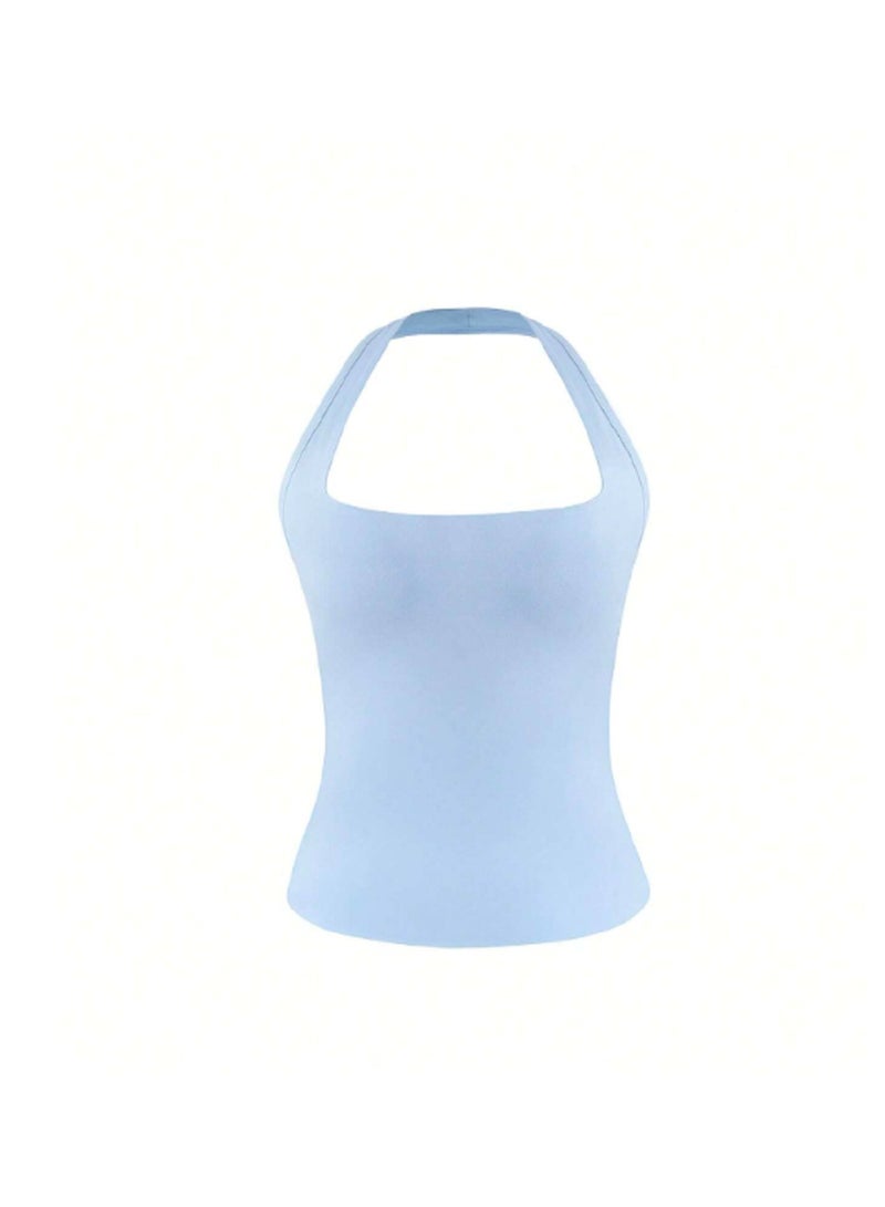 MANIKAN WOMEN'S Undershirt Halter Neck Crop Top Sleeveless Fitted Tank Top for women - Image 3