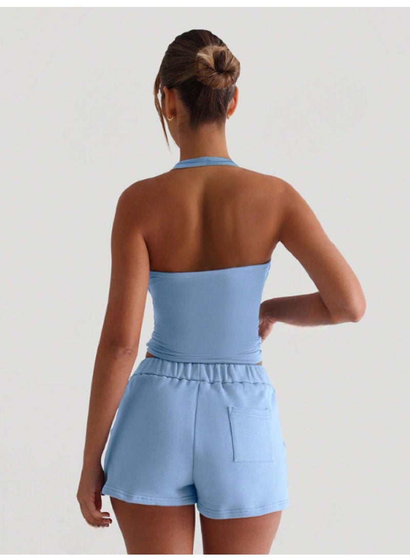 MANIKAN WOMEN'S Undershirt Halter Neck Crop Top Sleeveless Fitted Tank Top for women - Image 2