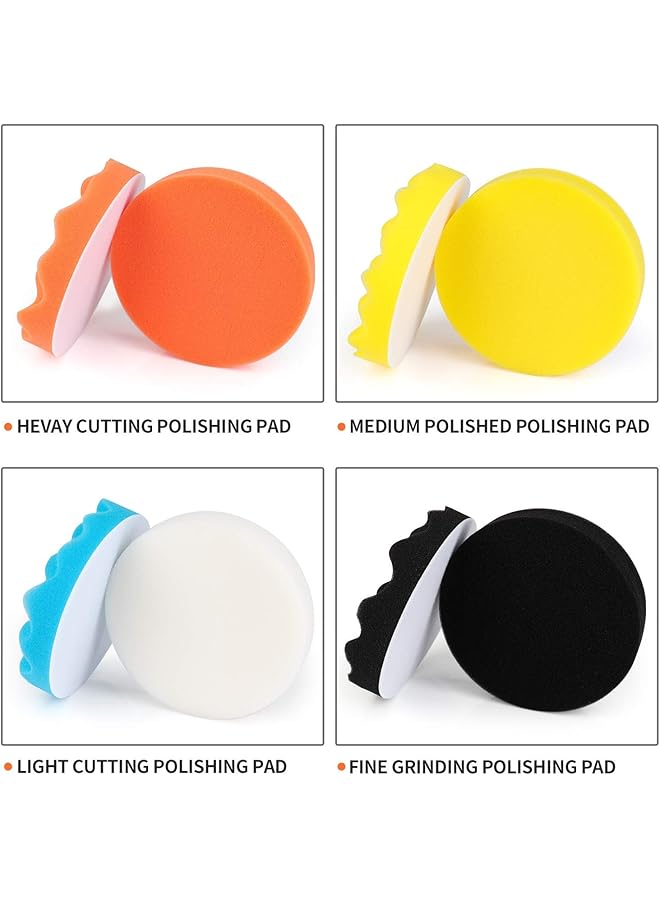 Generic Polishing Pads For Car 11Pcs Drill Polisher Sponge Buffing Pads Car Polishing Kit With Drill Adapter Car Care Waxing Buffing Pads For Car Polisher Buffer Attachment  - Image 3