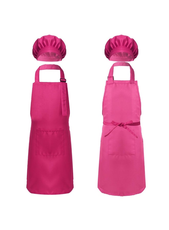 Kids Apron and Chef Hat Set Children's Adjustable Bib Apron Cute Boys Girls Kitchen Apron for Cooking Baking Painting Training Wear