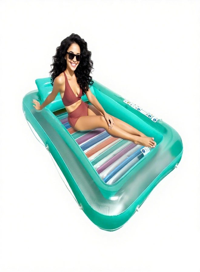 BCWATERFUNPD Large Pool Floats Adult - Inflatable Tanning Pool Lounger Float with Pillow, 4-in-1 Multi-Purpose Pool Floaties for Adults, Pool Float Lounges for Parties - Image 1