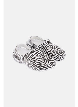 Woz Kids Girl Slip On Animal Print Clogs, White  - Image 1