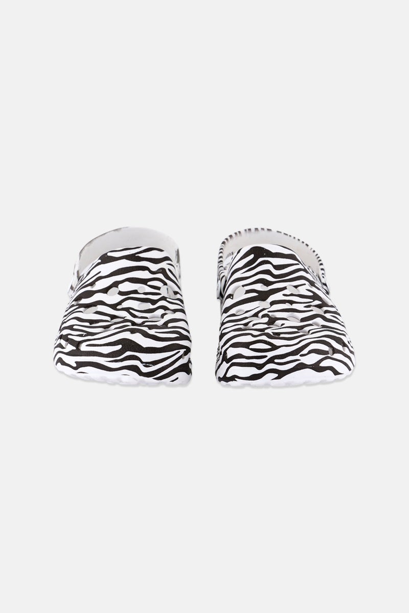 Woz Kids Girl Slip On Animal Print Clogs, White - Image 4