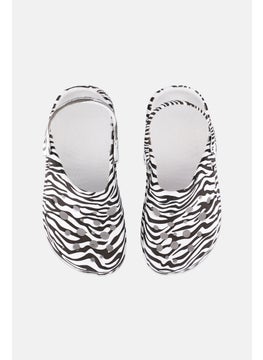 Woz Kids Girl Slip On Animal Print Clogs, White  - Image 3