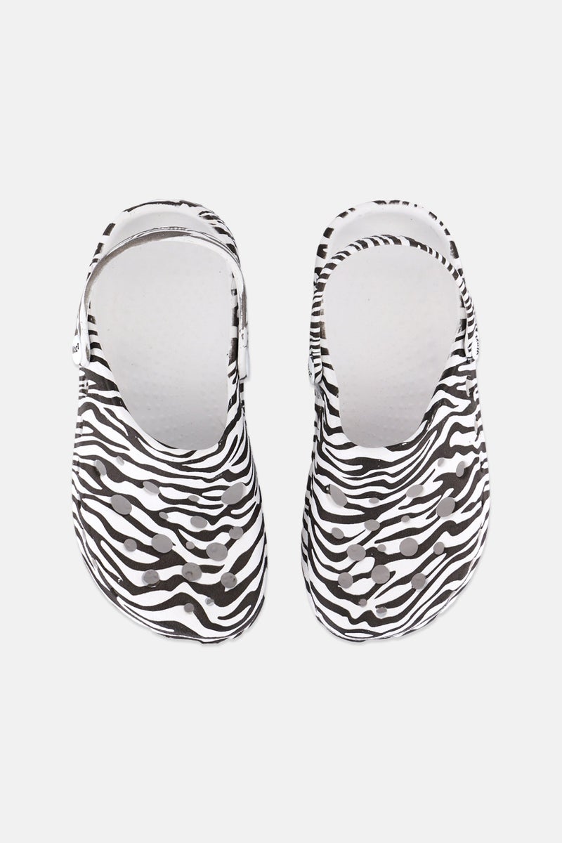 Woz Kids Girl Slip On Animal Print Clogs, White - Image 3
