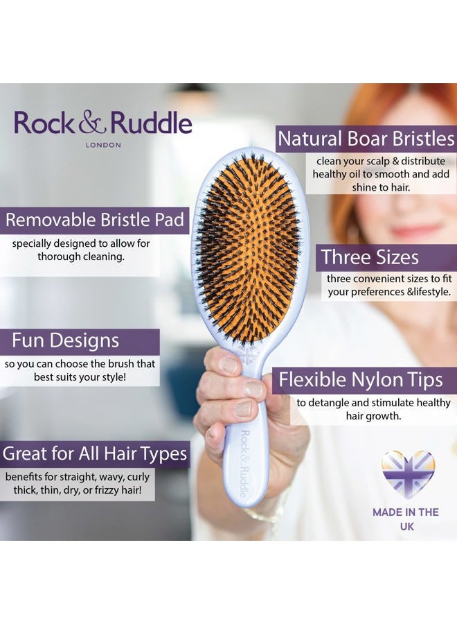 Rock & Ruddle Natural Mixed Boar Bristle Hair Brush for Women and Kids (Small/Travel Size, 17.5cm) - Perfect for Wet or Dry Hair, Detangling Smoothing Blowdrying - Made in UK - Flamingos Design - Image 2