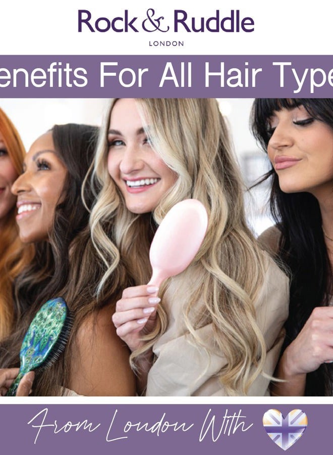 Rock & Ruddle Natural Mixed Boar Bristle Hair Brush for Women and Kids (Small/Travel Size, 17.5cm) - Perfect for Wet or Dry Hair, Detangling Smoothing Blowdrying - Made in UK - Flamingos Design - Image 5