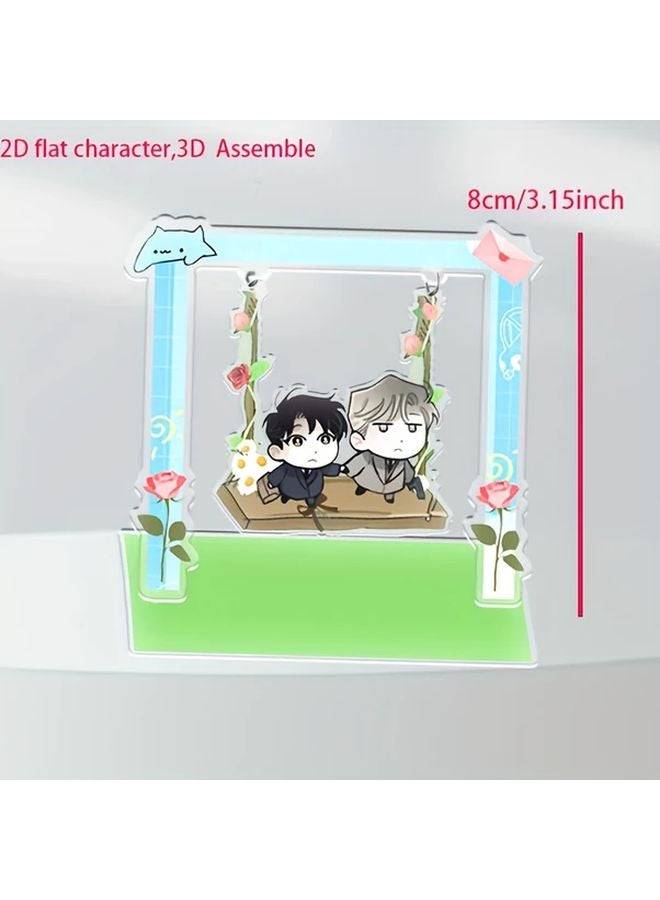 Cute Anime Swing Stand Model Plate Dynamic Character Pose Display Case - Image 3