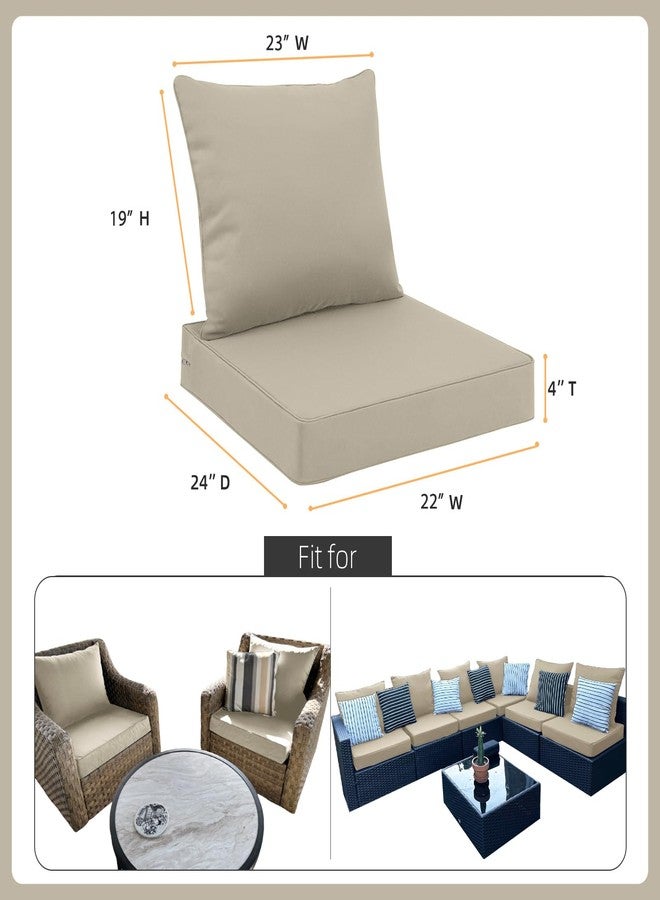 Favoyard Outdoor Seat Cushion Set 22 x 24 Inch Waterproof & Fade Resistant Patio Furniture Cushions with Removable Cover Deep Seat & Back Cushion with Handle and Adjustable Straps for Chair Sofa Couch - Image 2