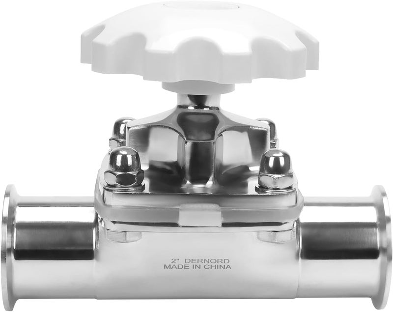DERNORD Sanitary Diaphragm Valve Silicone Seal Stainless Steel 316L 2 Tri Clamp Valve 2 inch Tube OD - Image 1