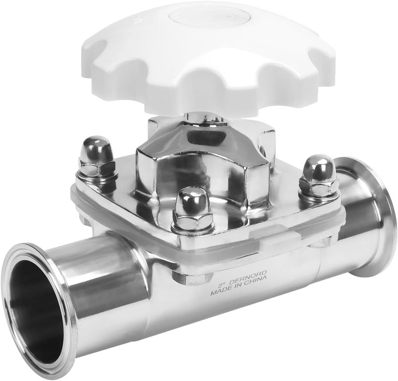 DERNORD Sanitary Diaphragm Valve Silicone Seal Stainless Steel 316L 2 Tri Clamp Valve 2 inch Tube OD - Image 4