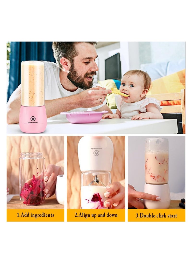 Captaintech Portable Blender USB Rechargeable Smoothie Blender Personal Beach Blender for Shakes and Smoothies with 6 Sharp Blades Travel Lid One Touch Auto-cleaning Waterproof Blender for Kitchen  - Image 2