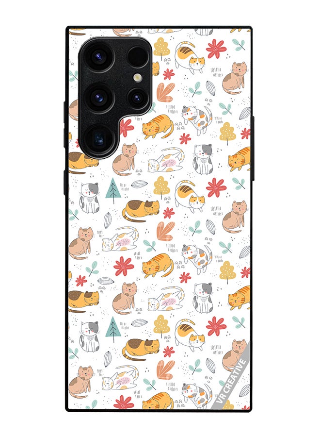 VR CREATIVE Protective Case Cover For Samsung Galaxy S25 Ultra Chilling Cat Pattern Design Multicolour