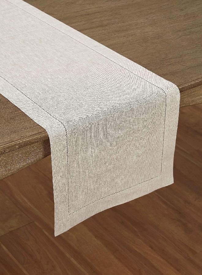 Solino Home Linen Light Natural Table Runner 48 Inches - Classic Hemstitch, 100% Pure Linen Coffee Table Runner 14 x 48 Inch Ideal for Dresser Tables - Fall, Autumn, Halloween, Thanksgiving, Christmas - Image 4