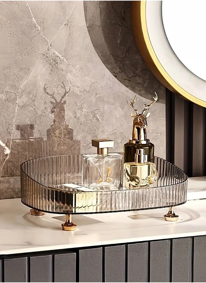 XiuWoo Bathroom Vanity Tray, Countertop Organizer Tray With Large Capacity, Acrylic Counter Tray Perfume Organizer, Bathroom Sink Tray For Soap Dispensers Candle Lotion Bottle Makeup  - Image 1
