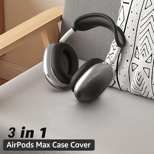 MOLOPPO 3 in 1 Case Cover for AirPods Max, Clear TPU Ear Cup/Silicone Earpad Case/Headband Cover, Anti-Scratch Accessories Set Compatible with Apple for AirPods Max 2/1 (2026/2024/2020), Black - Image 2