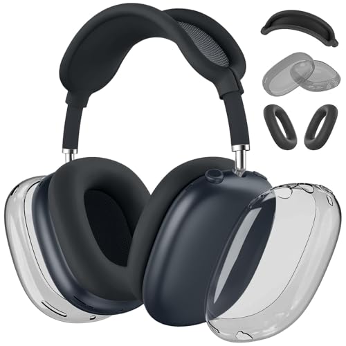 MOLOPPO 3 in 1 Case Cover for AirPods Max, Clear TPU Ear Cup/Silicone Earpad Case/Headband Cover, Anti-Scratch Accessories Set Compatible with Apple for AirPods Max 2/1 (2026/2024/2020), Black - Image 1