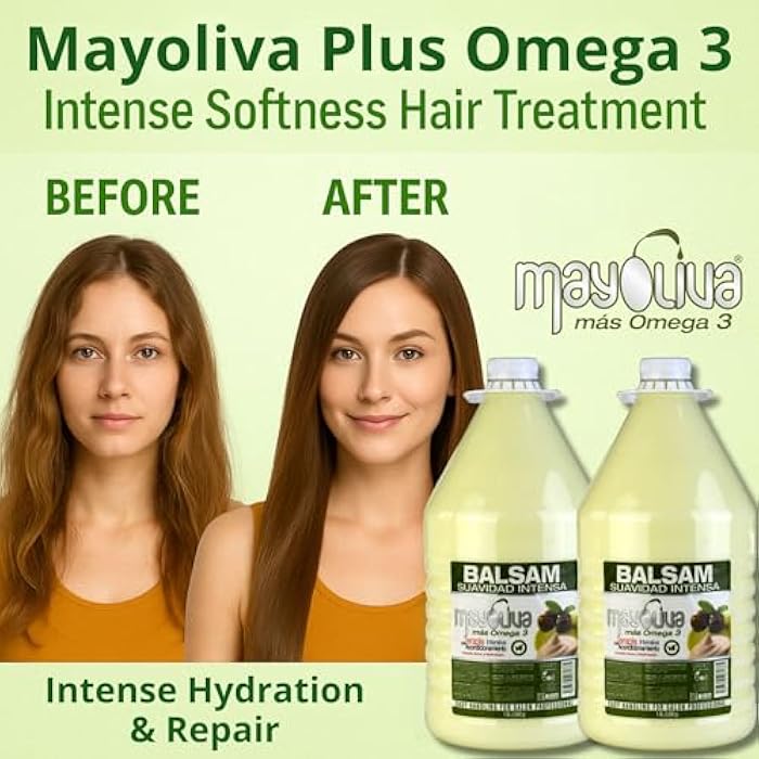 Mayoliva Balsam Mayoliva with Omega 3 – Deep Repair Hair Treatment for Dry & Damaged Hair – Instantly Softens, Nourishes & Shines – Intensive Conditioner Therapy – 1 Gallon - Image 2