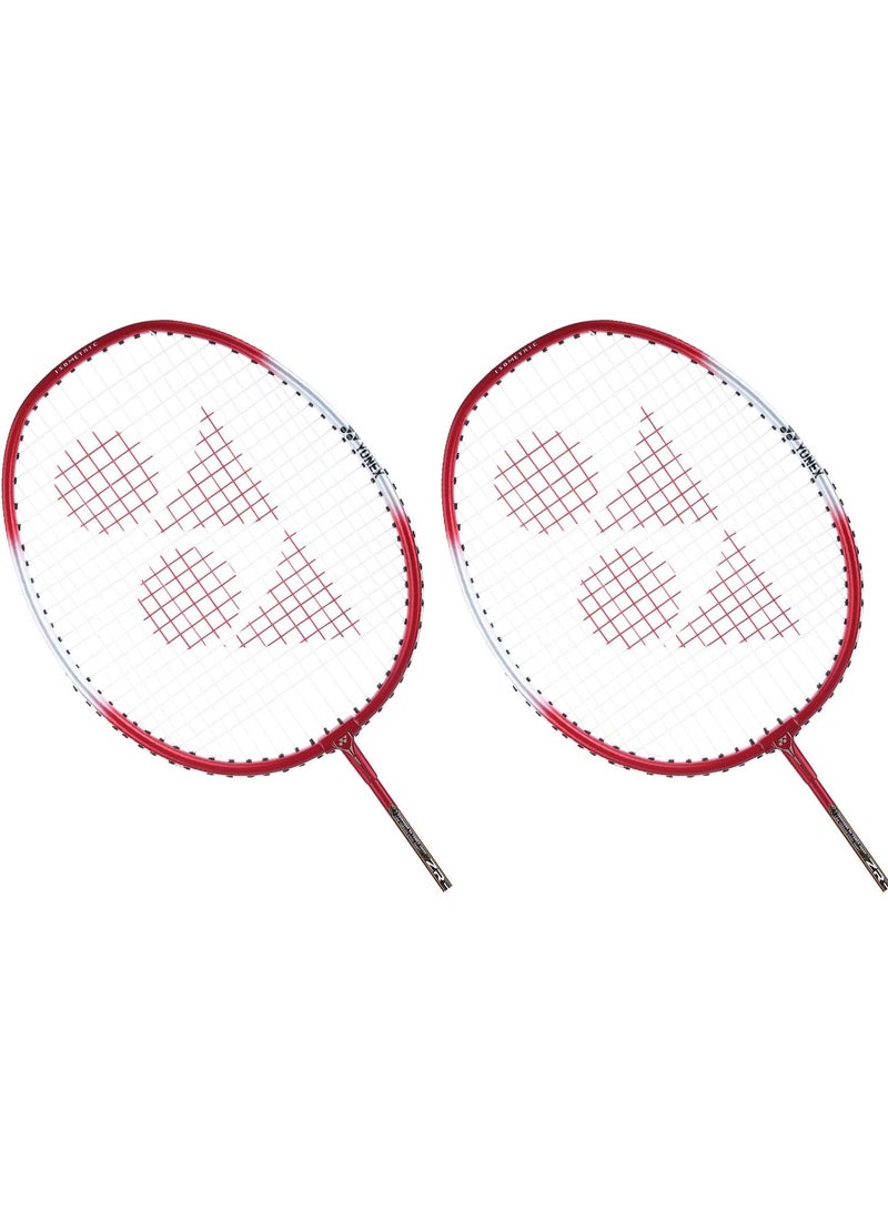 Yonex ZR 100 Light Red/Grey Aluminium Badminton Racquet with Full Cover, Set of 2 | Made in India - Image 5