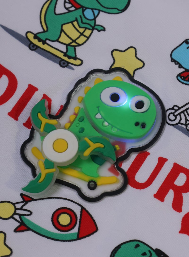 تيشيرت ديناصور وحفار يضيء في الظلام - قميص صيفي بأكمام قصيرة من مزيج القطن بطبعة مضيئة - للأولاد من عمر 3 إلى 11 سنة - Image 5