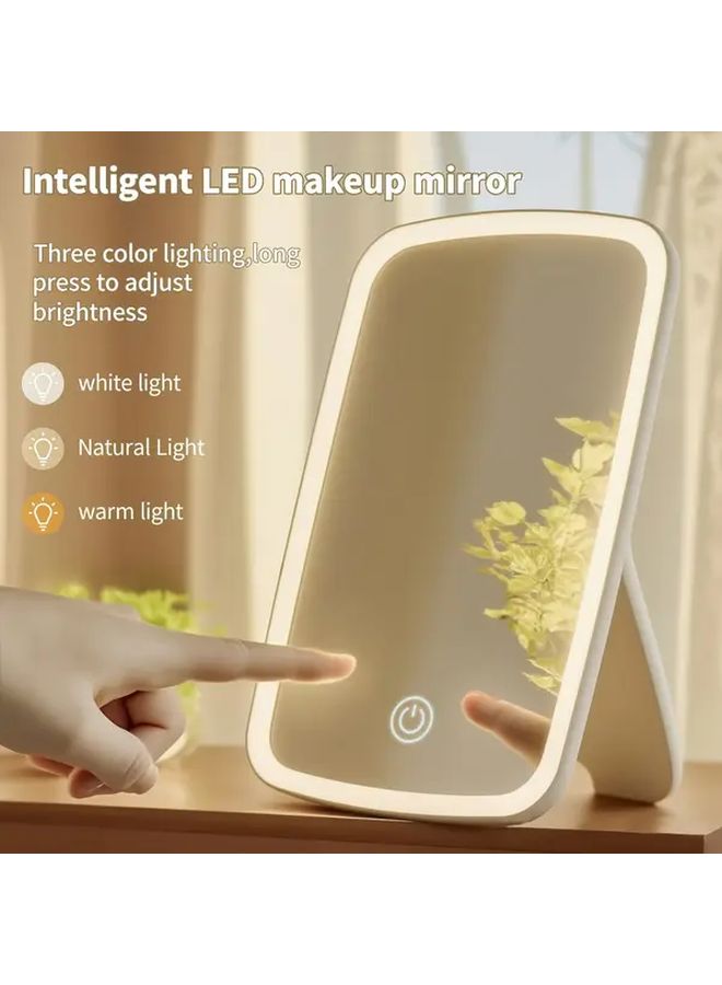 مرآة مكياج بيضاء LED تعمل باللمس مقاس 6.7 بوصة، 3 أوضاع إضاءة، قابلة لإعادة الشحن عبر USB - Image 2