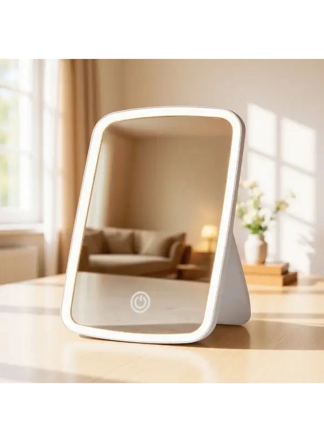 مرآة مكياج بيضاء LED تعمل باللمس مقاس 6.7 بوصة، 3 أوضاع إضاءة، قابلة لإعادة الشحن عبر USB - Image 3