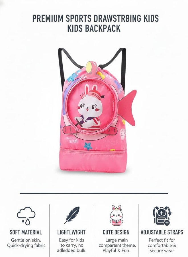 Stylbase Swimming Bag for Kids - Large Capacity Drawstring Backpack with Cartoon Print, Wet & Dry Separation Sports Bag for Boys & Girls, Beach & Swim Bag for Clothes, Goggles & Shoes (Cut Star Fish) - Image 4