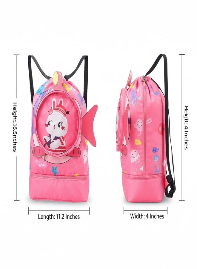 Stylbase Swimming Bag for Kids - Large Capacity Drawstring Backpack with Cartoon Print, Wet & Dry Separation Sports Bag for Boys & Girls, Beach & Swim Bag for Clothes, Goggles & Shoes (Cut Star Fish) - Image 3