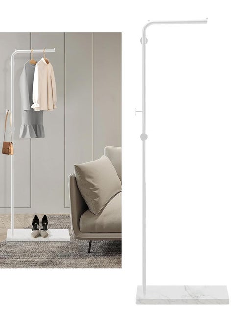 Metal Coat Rack with Hooks and Stable Base Modern Coat Tree with Crossbar L Shaped Coat Hanger Stand Perchero De Pie Free Standing Coat Rack for Entryway and Corner Shelves (L-Type White)