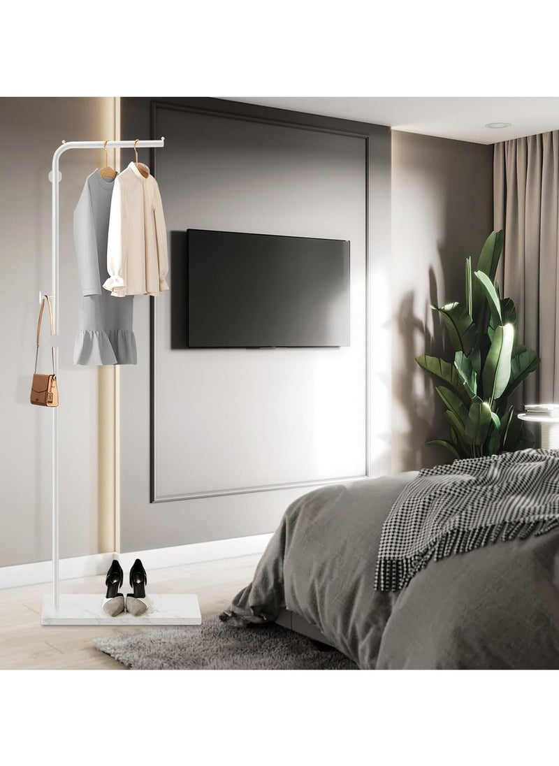 VUCATIN - Metal Coat Rack with Hooks and Stable Base Modern Coat Tree with Crossbar L Shaped Coat Hanger Stand Perchero De Pie Free Standing Coat Rack for Entryway and Corner Shelves (L-Type White) - Image 1