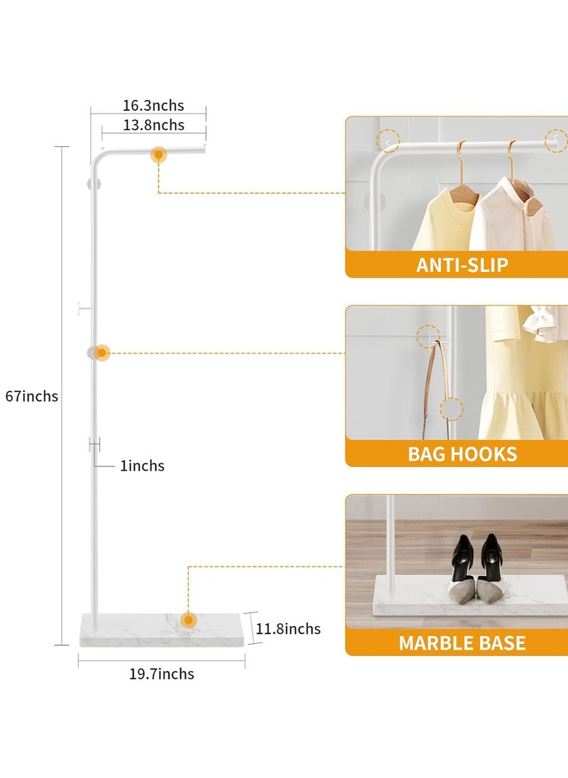 VUCATIN - Metal Coat Rack with Hooks and Stable Base Modern Coat Tree with Crossbar L Shaped Coat Hanger Stand Perchero De Pie Free Standing Coat Rack for Entryway and Corner Shelves (L-Type White) - Image 1
