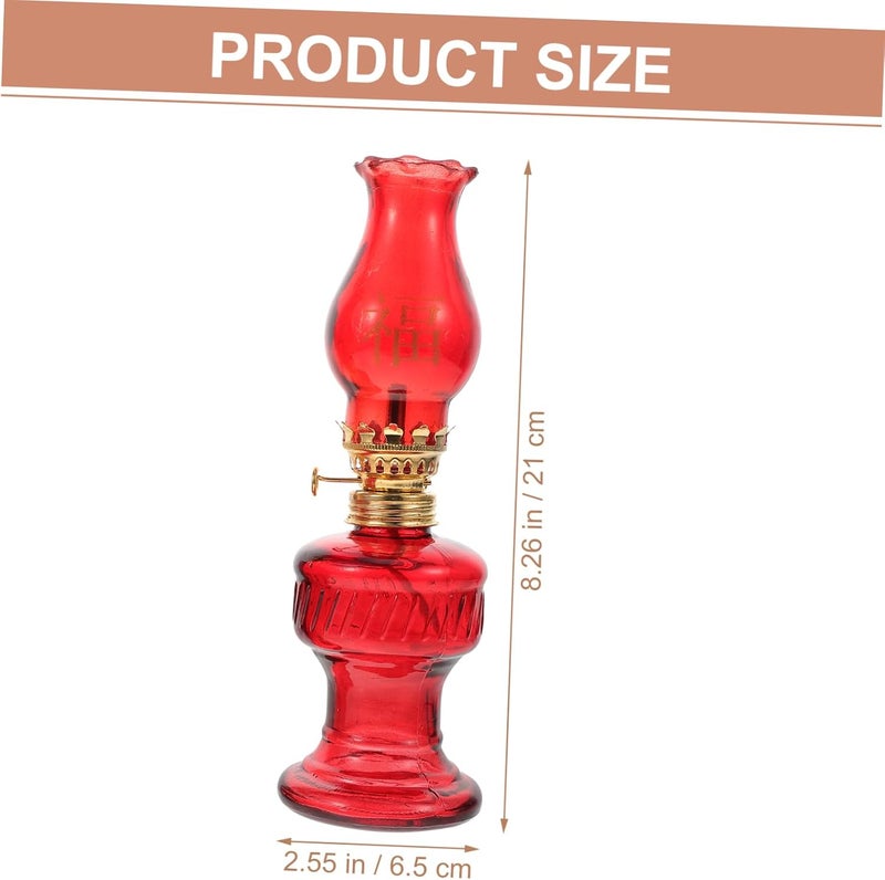 VOSAREA 2pcs Vintage Chinese-Style Kerosene Lamp Red Glass Oil Light for Weddings and Home Decor Retro Design for Celebrations and Festivities - Image 2