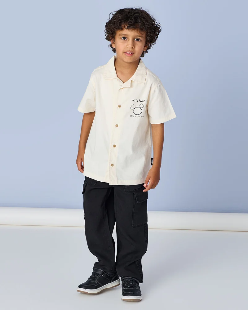 Redtag Boys Black Twill Soft Cargo Pants