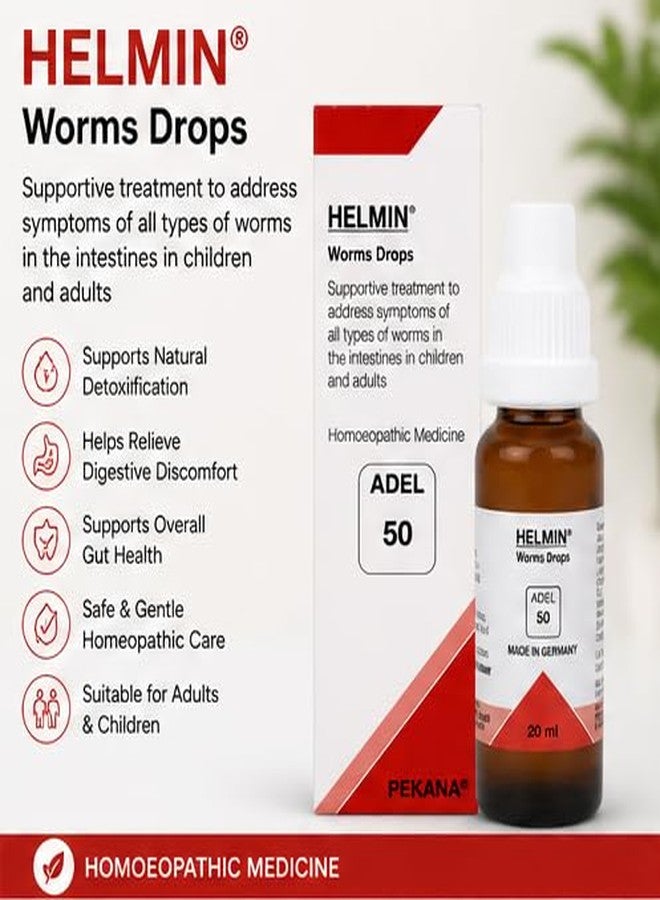 Homeoved, ADEL 50 Helmin Worms Drops 20 ml | Homeopathic Medicine for Intestinal Worms, Pinworms & Digestive Health | Supports Natural Deworming for Children & Adults | Made in Germany | Pack of 1 - Image 2