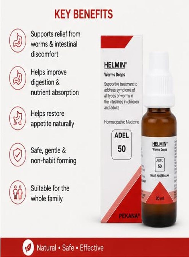 Homeoved, ADEL 50 Helmin Worms Drops 20 ml | Homeopathic Medicine for Intestinal Worms, Pinworms & Digestive Health | Supports Natural Deworming for Children & Adults | Made in Germany | Pack of 1 - Image 5