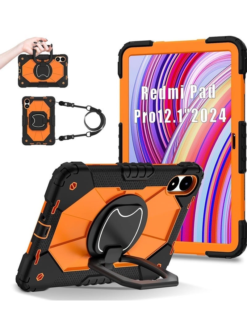 general Case Compatible with Xiaomi Redmi Pad Pro 12.1 inch Case, Full-Body Rugged Shockproof Protective Shell, 360掳 Swivel Stand Handle Cover with Shoulder Strap - Image 1