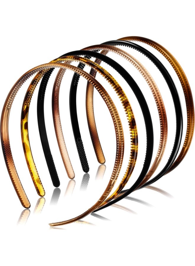 Minimalist style 6-piece women's plastic headband - thin headband with teeth - women's regular headband (8mm, multi-color) - Image 5