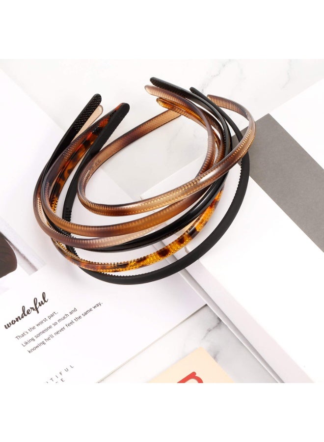 Minimalist style 6-piece women's plastic headband - thin headband with teeth - women's regular headband (8mm, multi-color) - Image 4