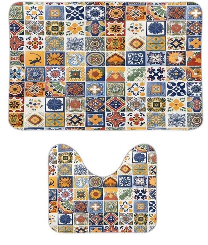 2 PIECE BATHROOM RUGS SETS SOFT ABSORBENT BATH MAT FOR BATHROOM ON SLIP BATH RUGS AND USHAPED CONTOUR TOILET RUG BATHROOM MAT CARPET FOR BATHTUB FLOOR MAT