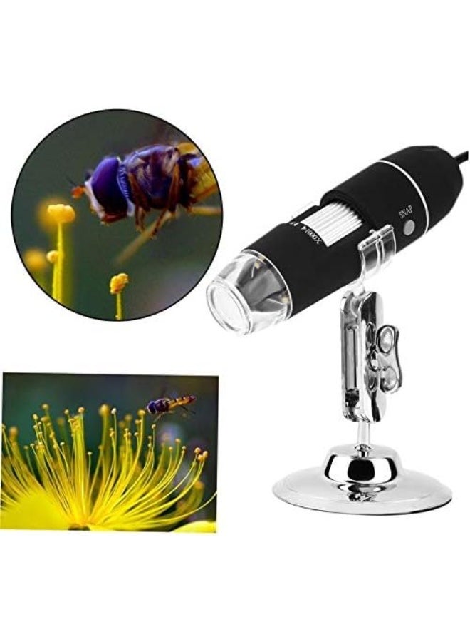 ميكروسكوب usb بقدرة تكبير حتى 1600 x  مزود بإضاءة ليد 8 لمبات بزرار تحكم في قوة الإضائة يعمل بالUSB و يمكن توصيلة على الكمبيوتر او التابلت او الموبايل - Image 1