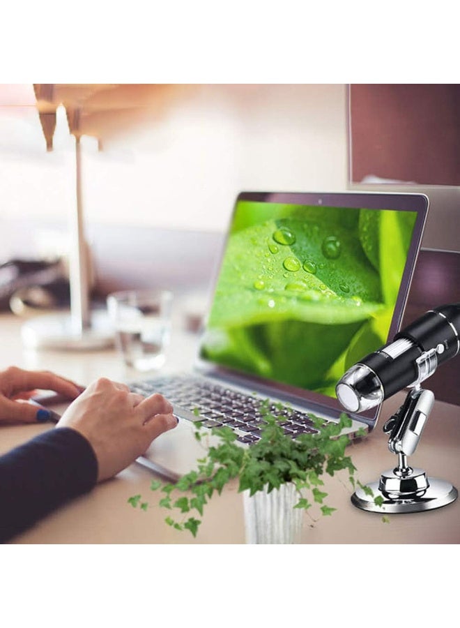 ميكروسكوب usb بقدرة تكبير حتى 1600 x  مزود بإضاءة ليد 8 لمبات بزرار تحكم في قوة الإضائة يعمل بالUSB و يمكن توصيلة على الكمبيوتر او التابلت او الموبايل - Image 2