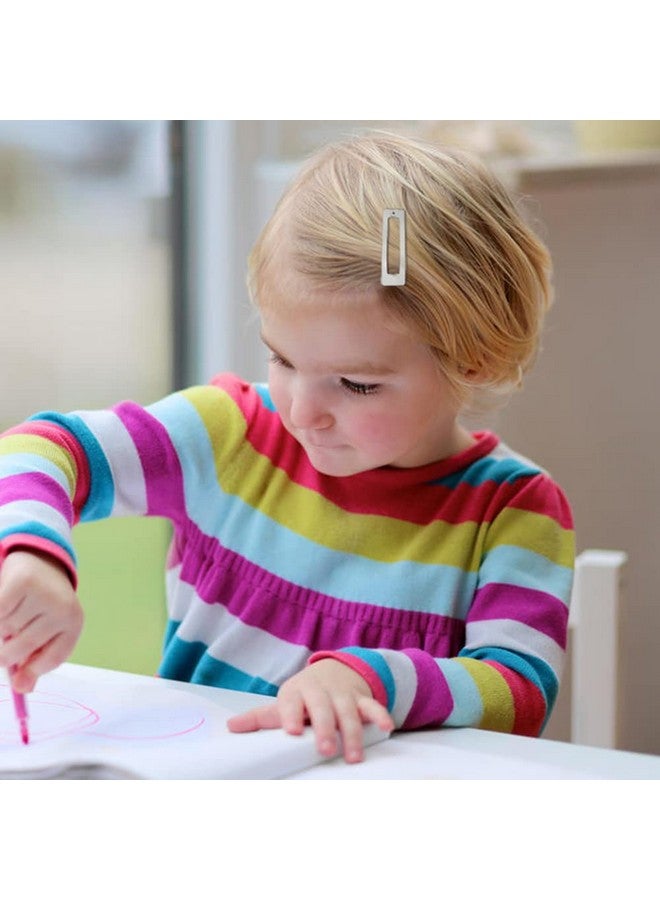 Cinaci Inaci 50 Pack Bulk 5Cm / 2 Inches Rectangle Square Silver Metal Hair Clips Barrettes Hairpins Thin Fine Bang Hair Holders Diy Craft Accessories For Women Girls Teens Kids - Image 3