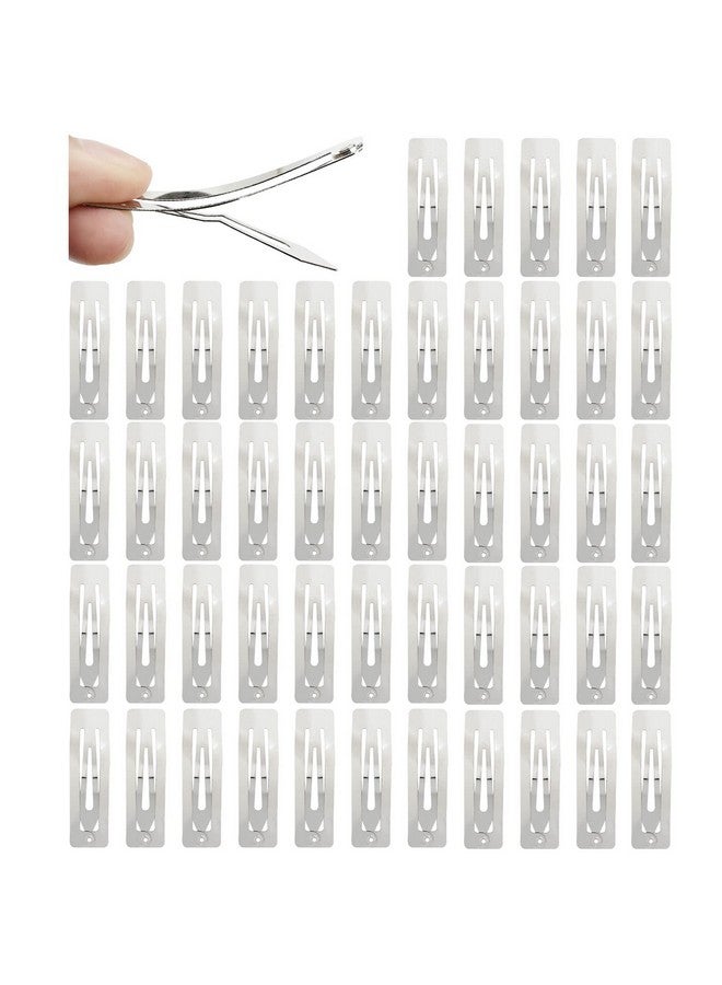 Cinaci Inaci 50 Pack Bulk 5Cm / 2 Inches Rectangle Square Silver Metal Hair Clips Barrettes Hairpins Thin Fine Bang Hair Holders Diy Craft Accessories For Women Girls Teens Kids - Image 2